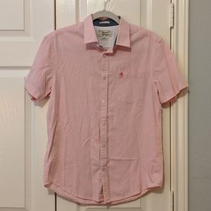🌿 Gingham Pink Men's Penguin Button Up Slim Fit